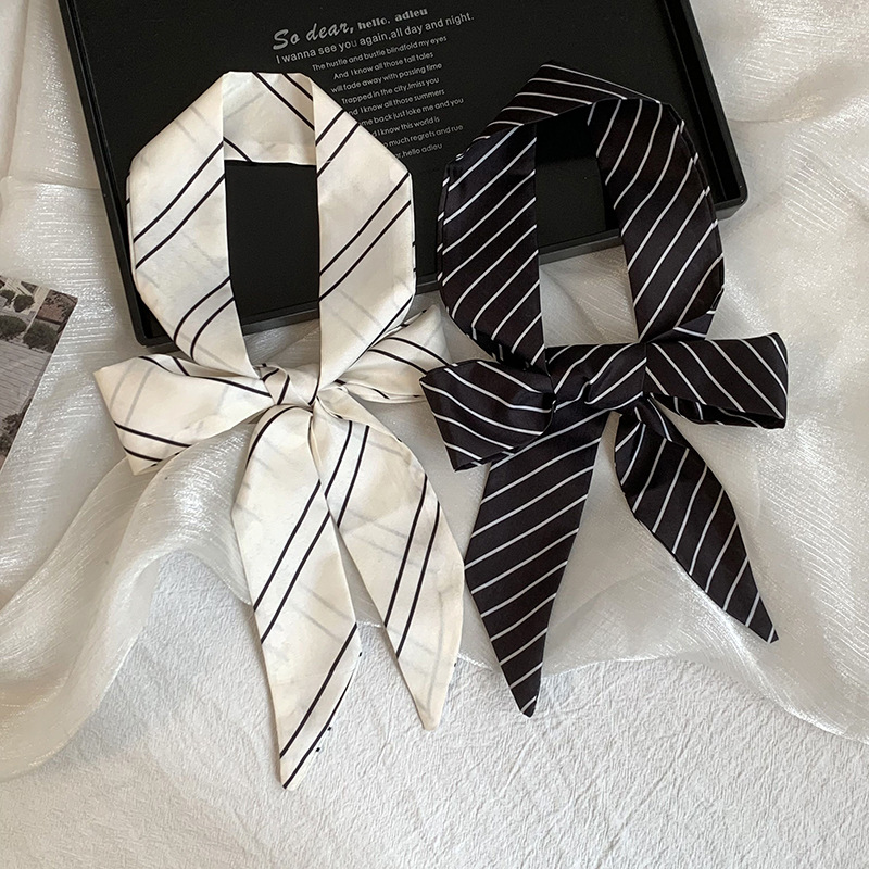 Silk Tie Striped - Summer new striped silk scarf long